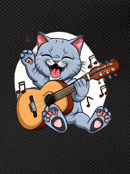 Cute cat plays guitar