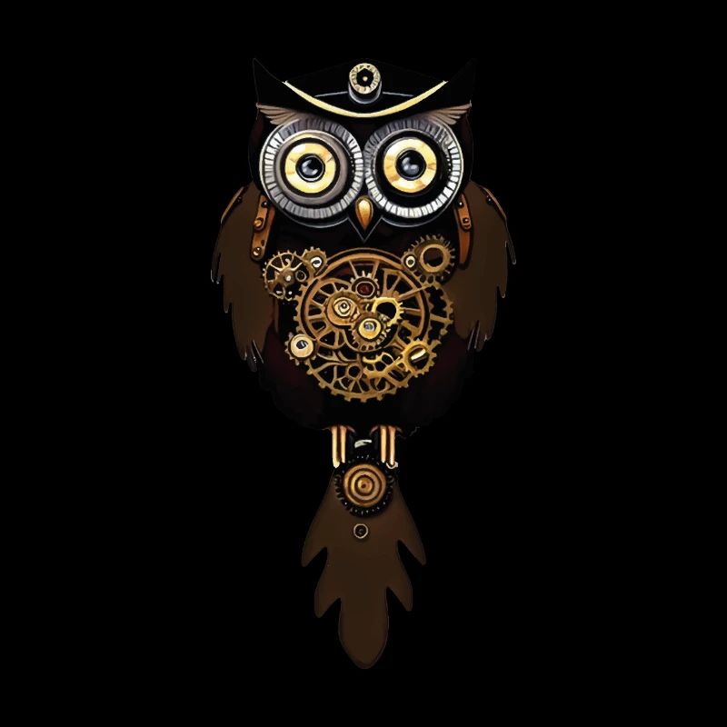 Steampunk Owl with Machine Clock