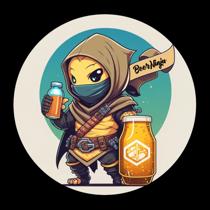 A friendly ninja with beer