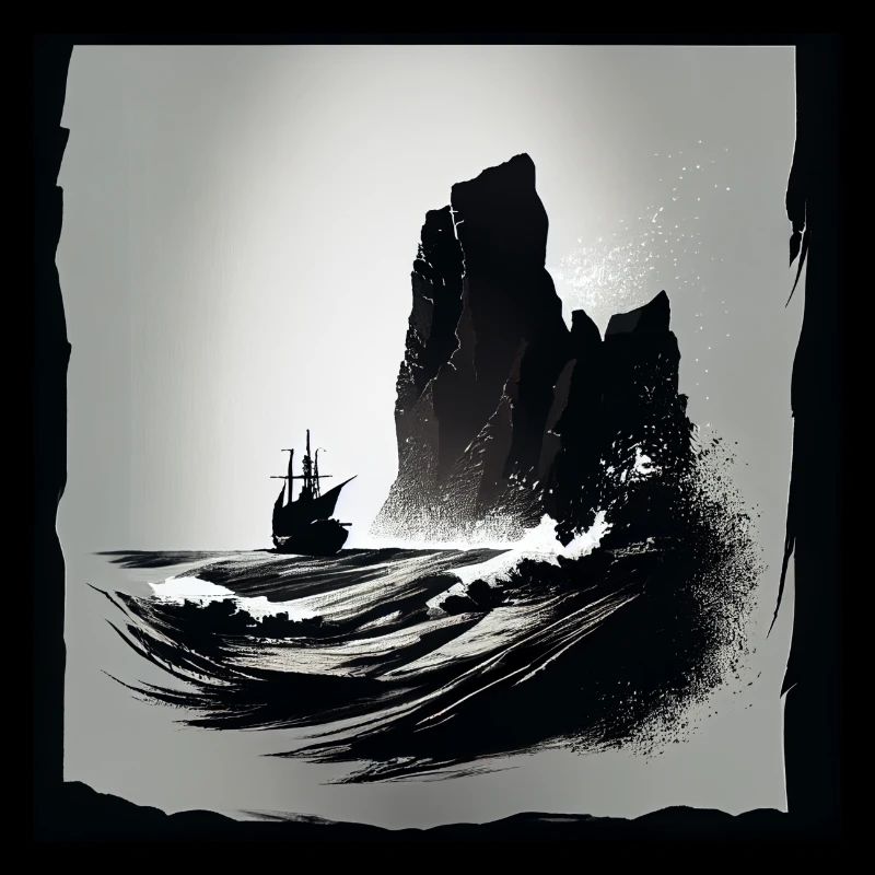 Mer agitée avec falaises
