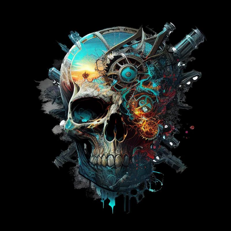 Éclabousser le crâne multicolore. Crâne d’eau