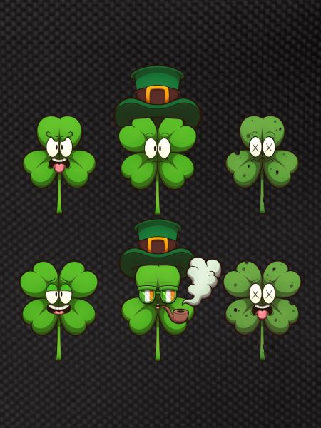 Cute Four-Leaf Clovers Characters