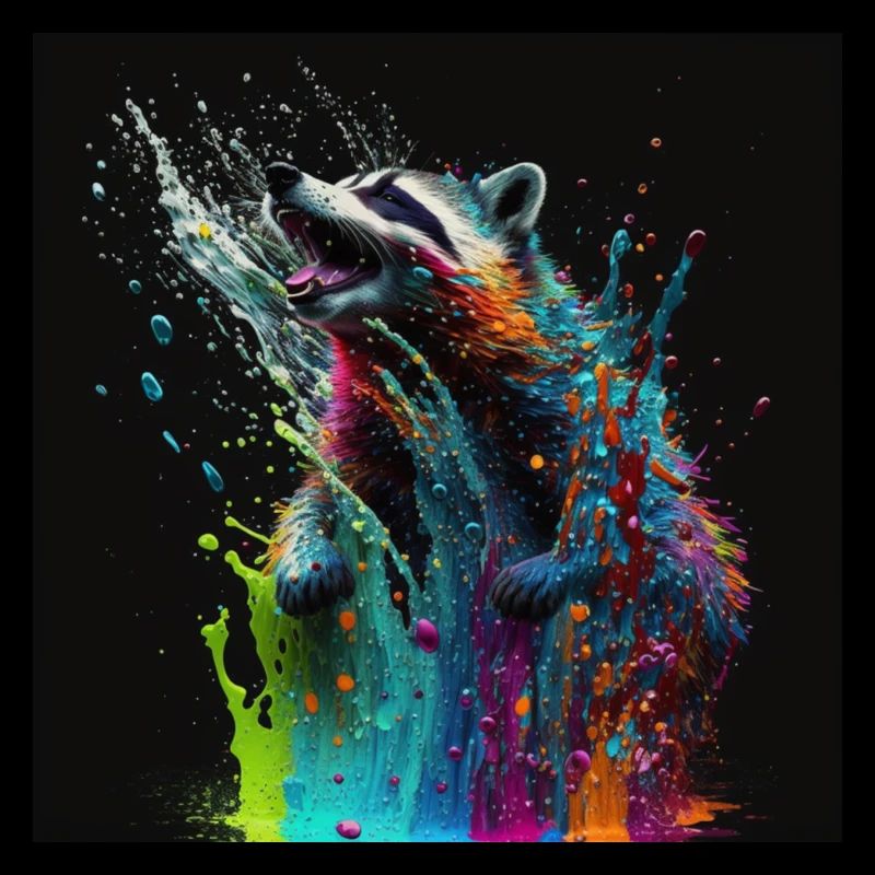 Raton laveur coloré, design unique