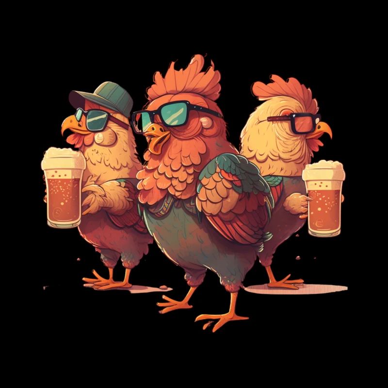 Cours de poulet avec bière et lunettes de soleil