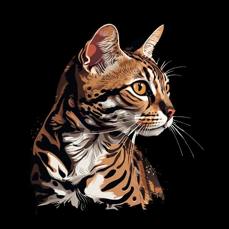 Gemaltes Bengal-Katzenporträt - Kunst
