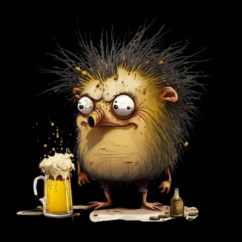Lusiger verrückter Igel mit Bier
