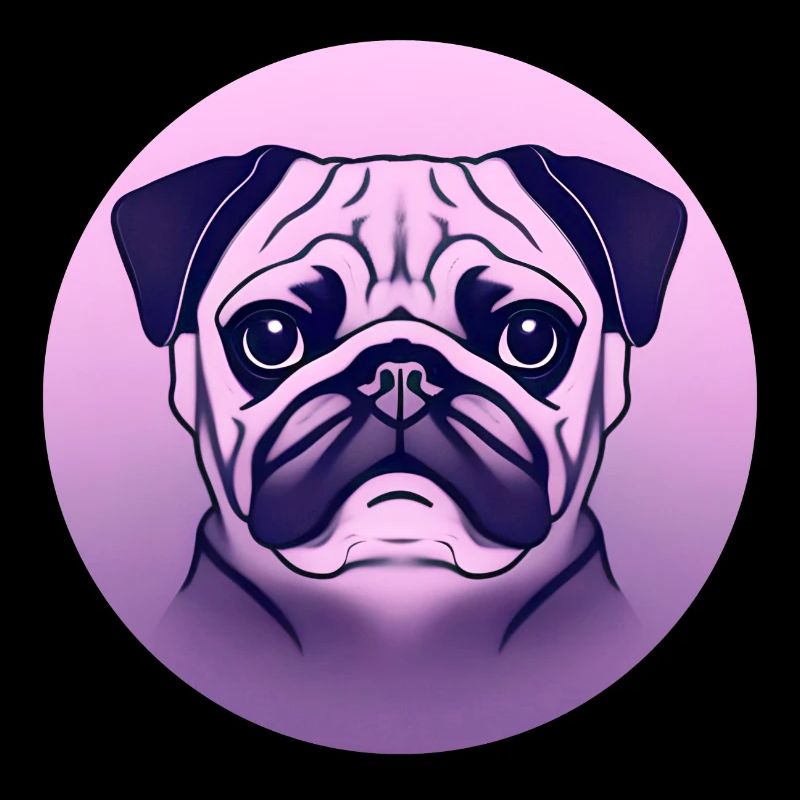 colored pug in a circle