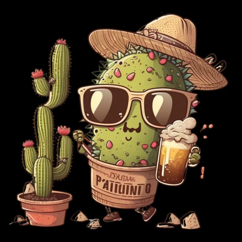 Funny beer drinker: The cactus with sombrero