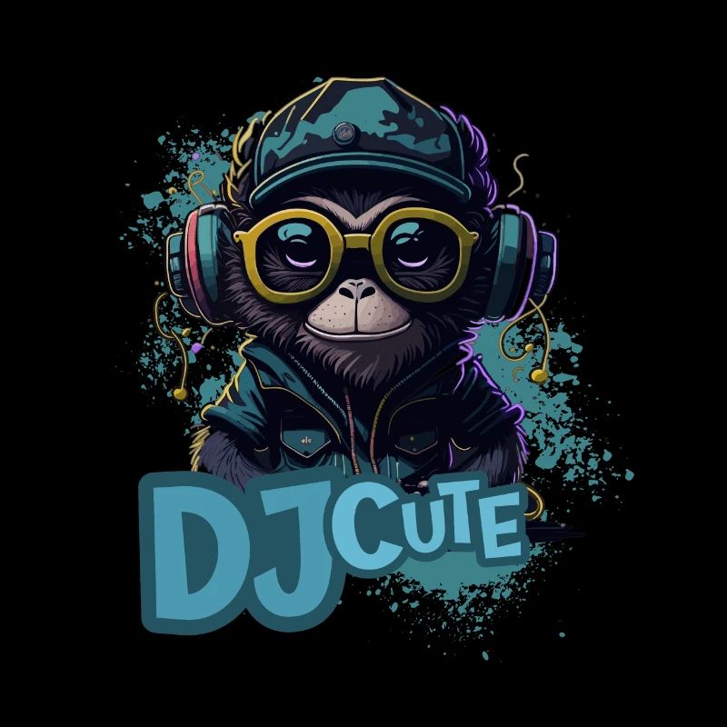DJ mignon - singe dans des écouteurs