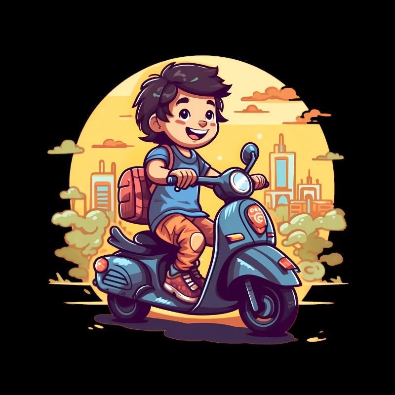 Youth on the Move - Boy with Scooter
