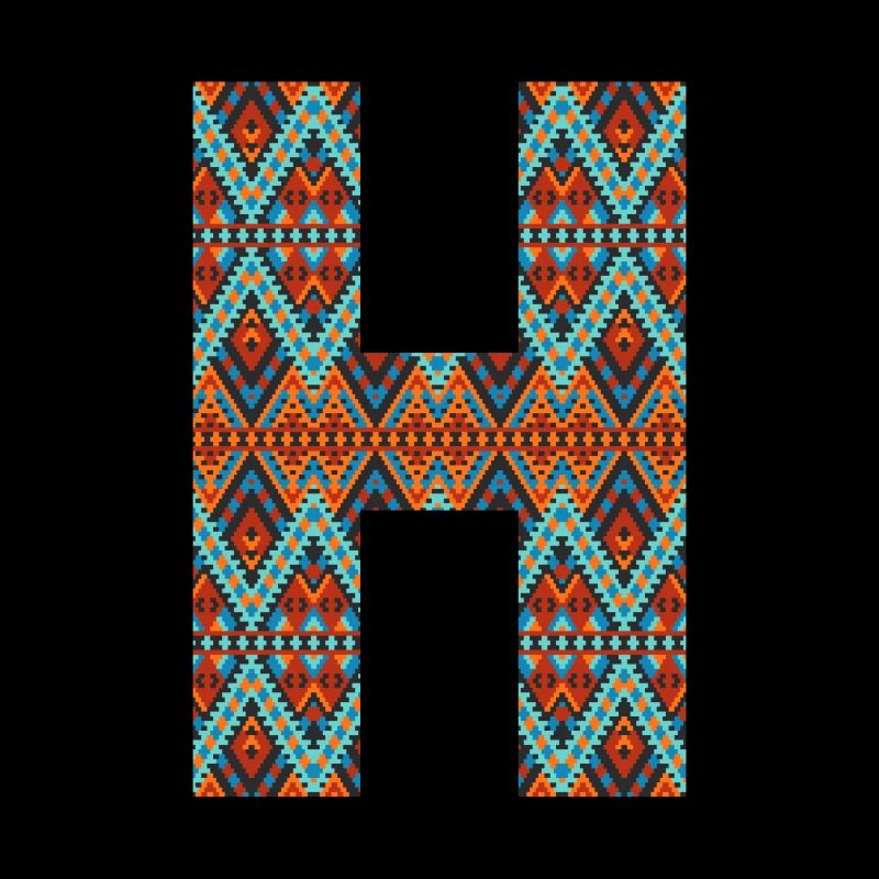 Buchstabe H - Boho-Design, buntes Monogramm