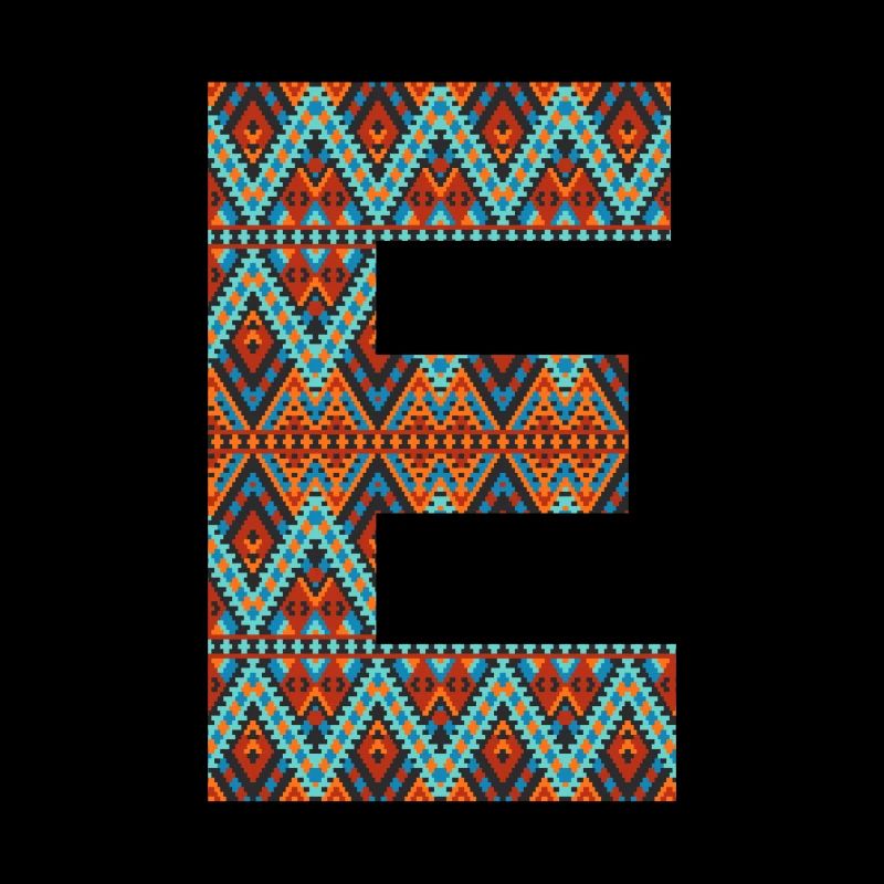 Buchstabe E-Boho-Design, buntes Monogramm