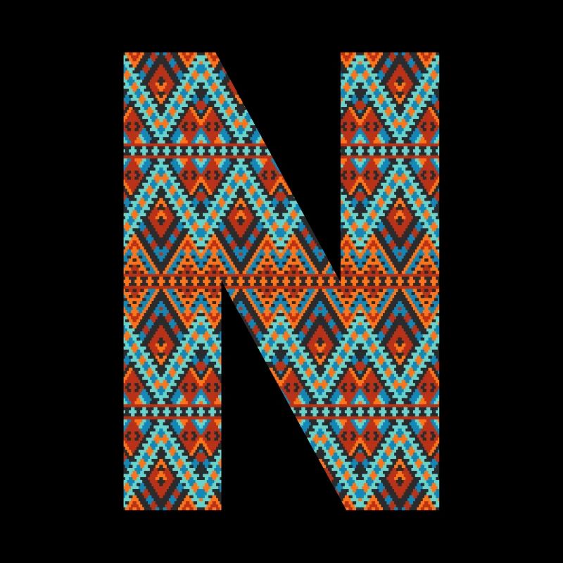 Buchstabe N- Boho-Design, buntes Monogramm