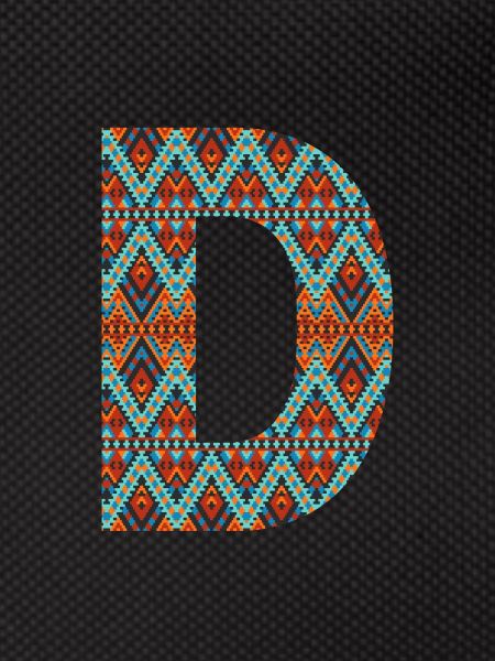 Buchstabe D- Boho-Design, Buntes Monogramm