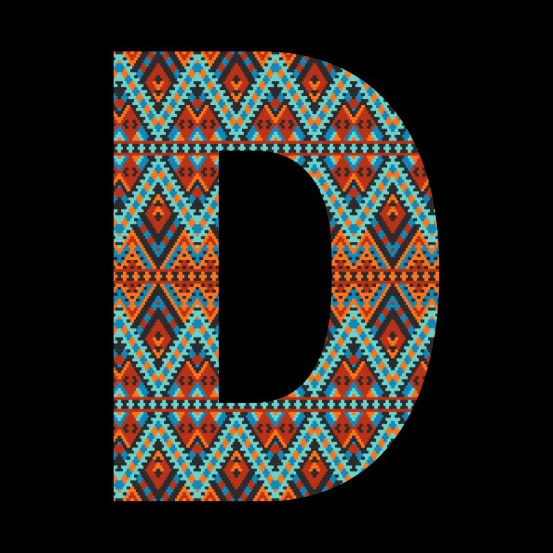 Letter D- boho design, Colorful monogram