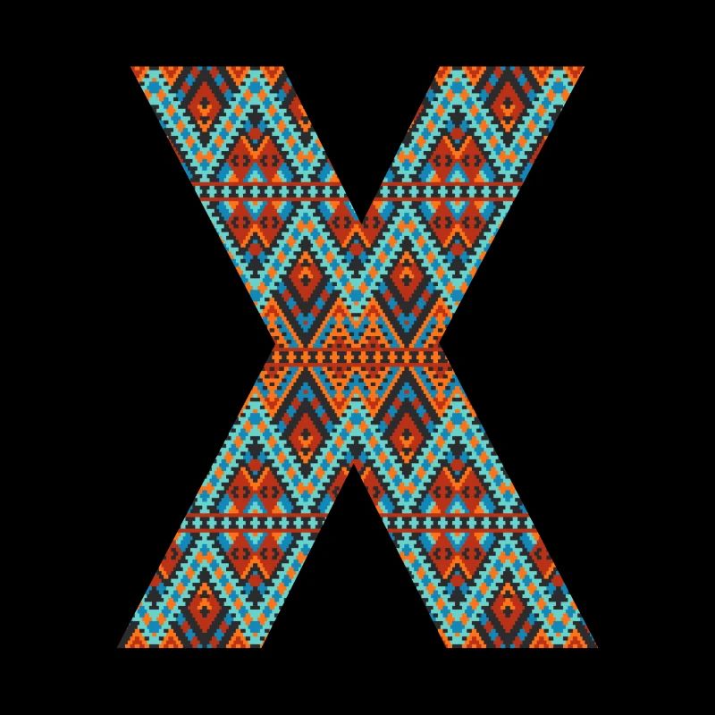 Buchstabe X- Boho-Design, buntes Monogramm