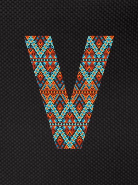 Buchstabe V- Boho-Design, buntes Monogramm