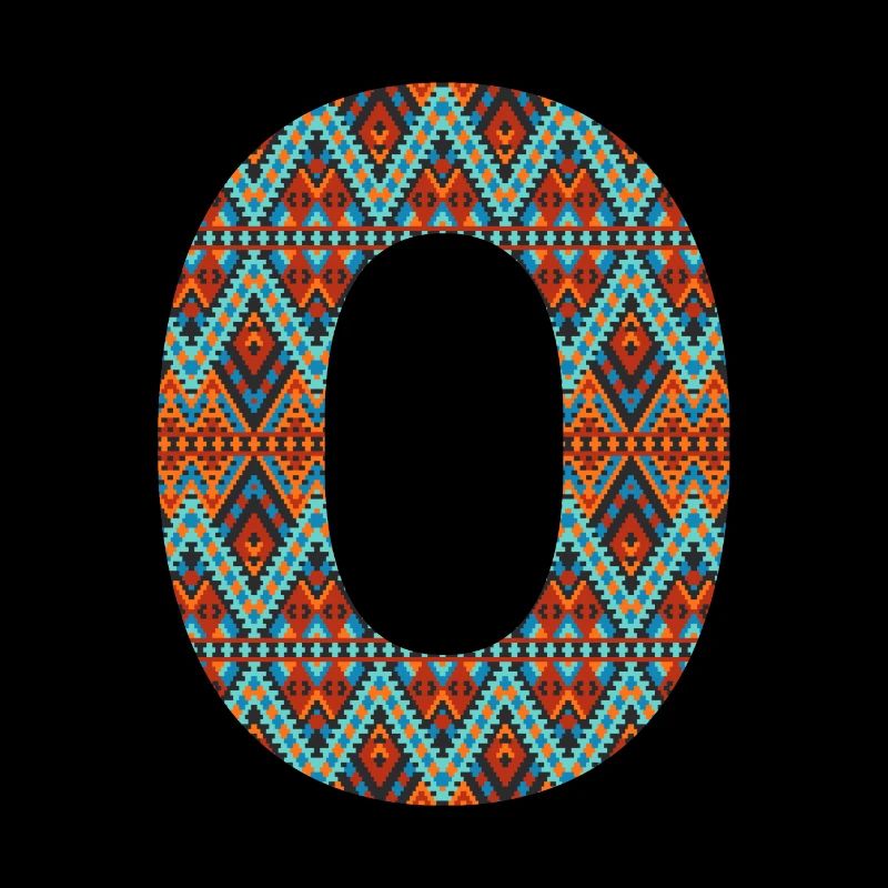 Buchstabe O- Boho-Design, buntes Monogramm