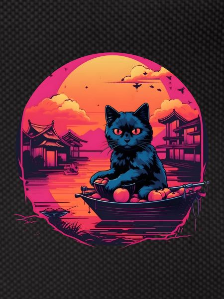 Synthwave black Cat