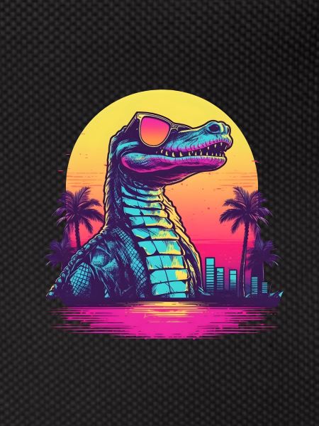 Synthwave crocodile sunset