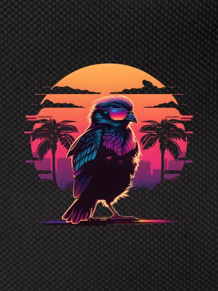 Synthwave bird sunset