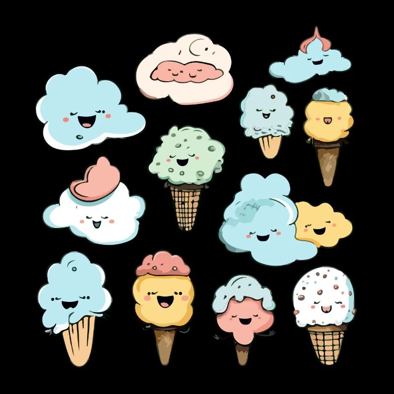 Kawaii ice cream and cones