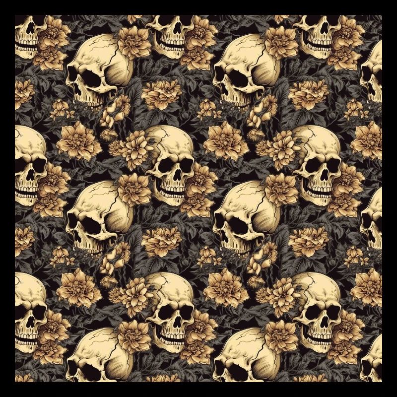 Skulls Seamless Pattern Gothic Dark Halloween