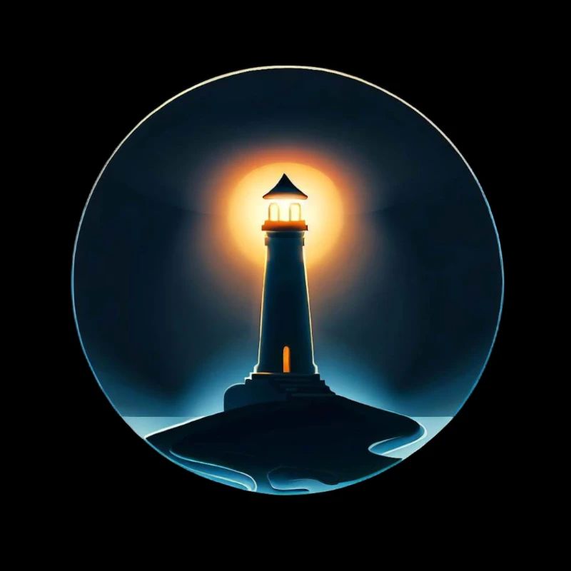 Lighthouse shining at night