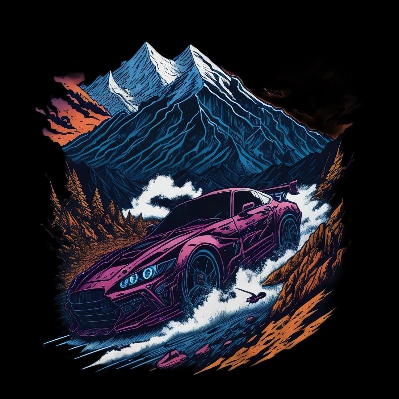 Voitures de course en montagne