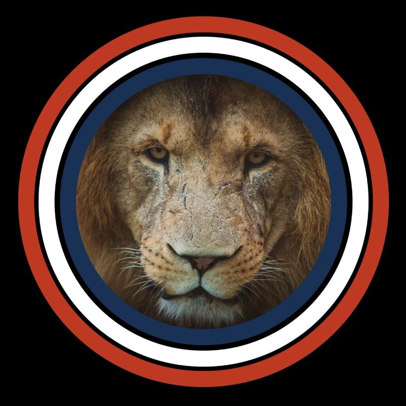 Cercles de couleur de lion rouge blanc bleu