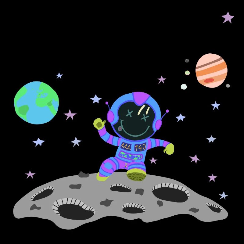 astronaute bleu violet