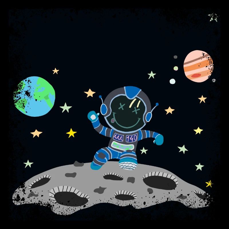 Grunge Blue Gray Astronaut
