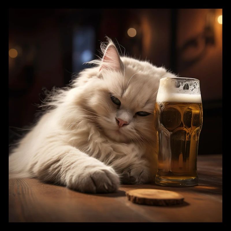 chillende Katze mit Bier | chilled cat with beer