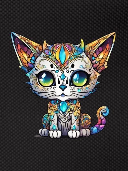 Bunte Chibi-Katze