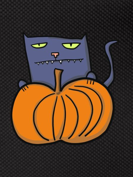 halloween cat with pumpkin