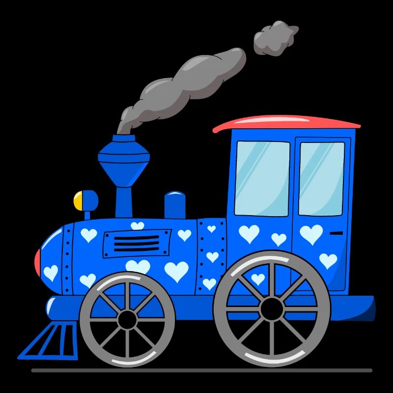 Kinderzug Eisenbahn blau mit Herzen