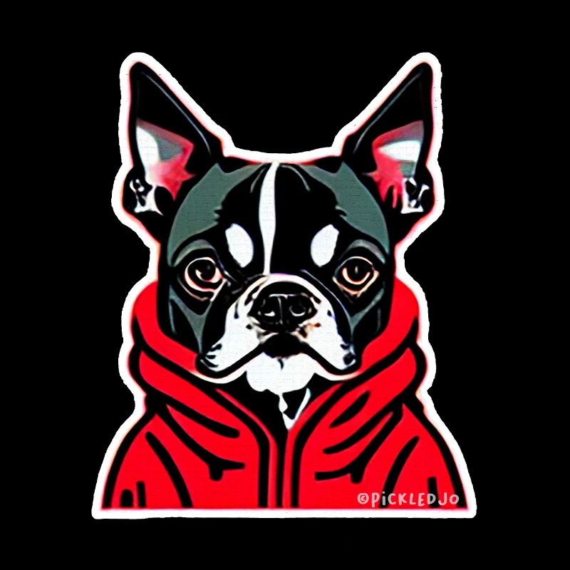 Sweat à capuche Boston Terrier Rouge Pop Art