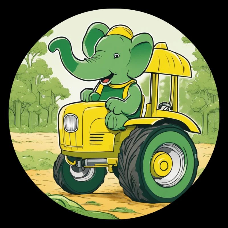 Elefant auf Traktor