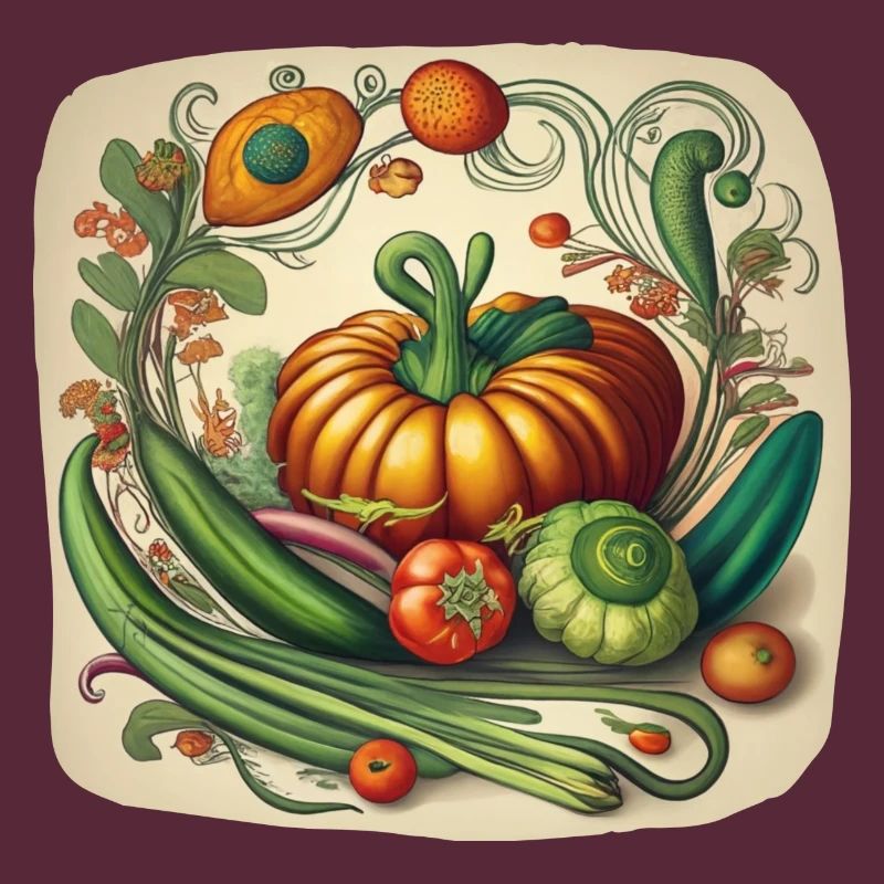 Art nouveau vegetables composition