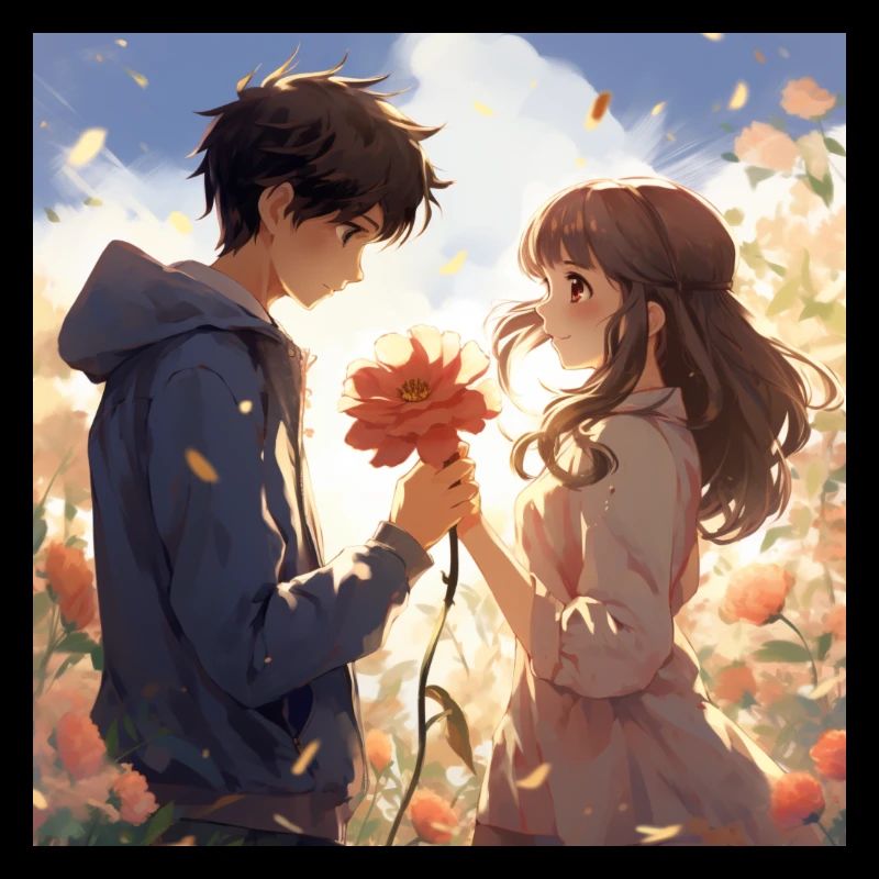 Liebe Blume Junge und Mädchen