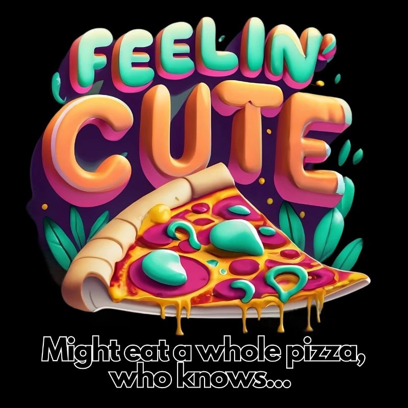 Feelin' Cute: Funny saying with pizza design