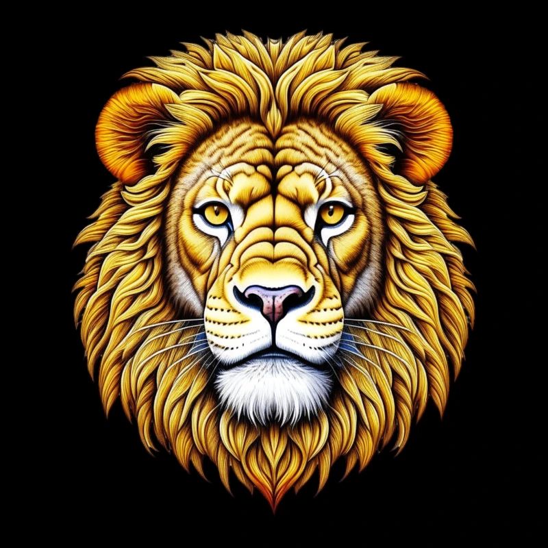 Le visage de lion puissant et doré