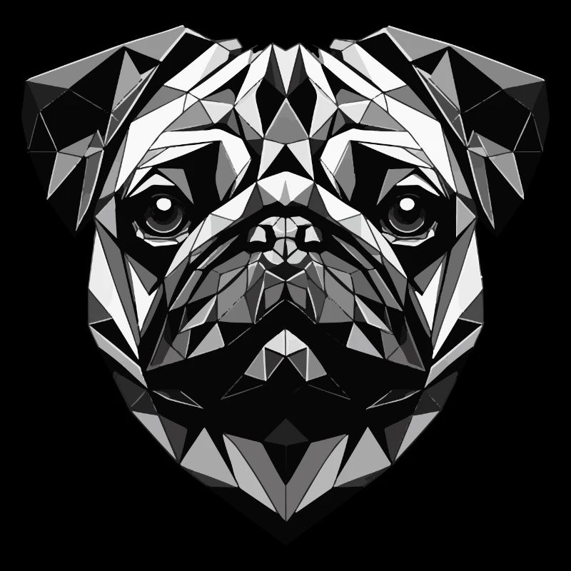 Mops Hund Geometrisch Geschenkidee