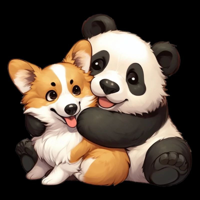 Corgi panda hug