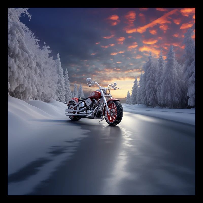 Winterliche Autobahn-Motorradfahrt
