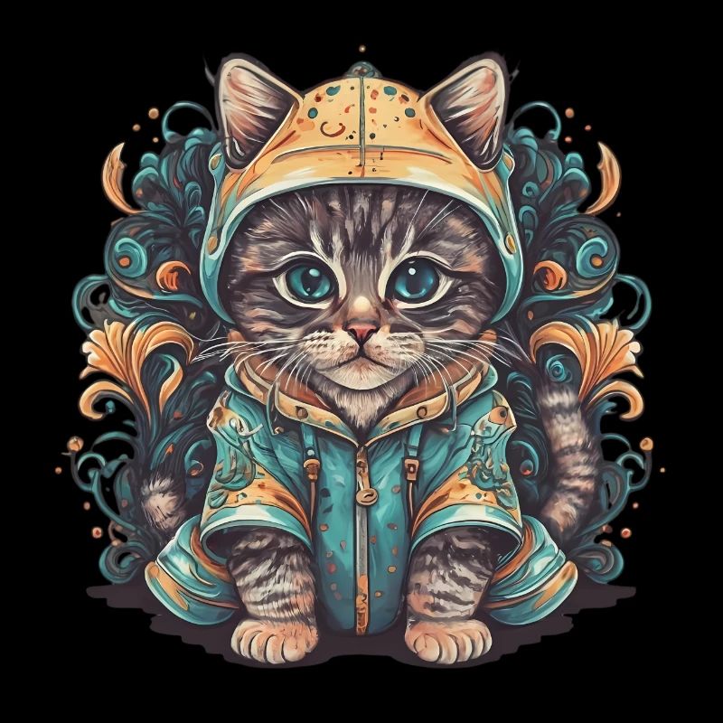 Chat magique dans un pull : un rêve d’hiver