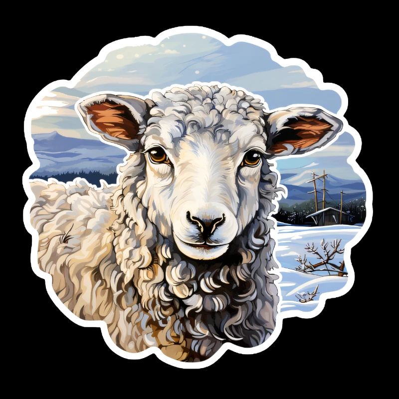 Winter landscape with sheep