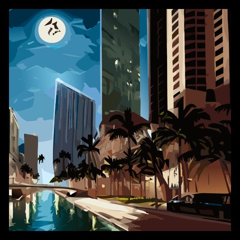 Palm trees in moonlight