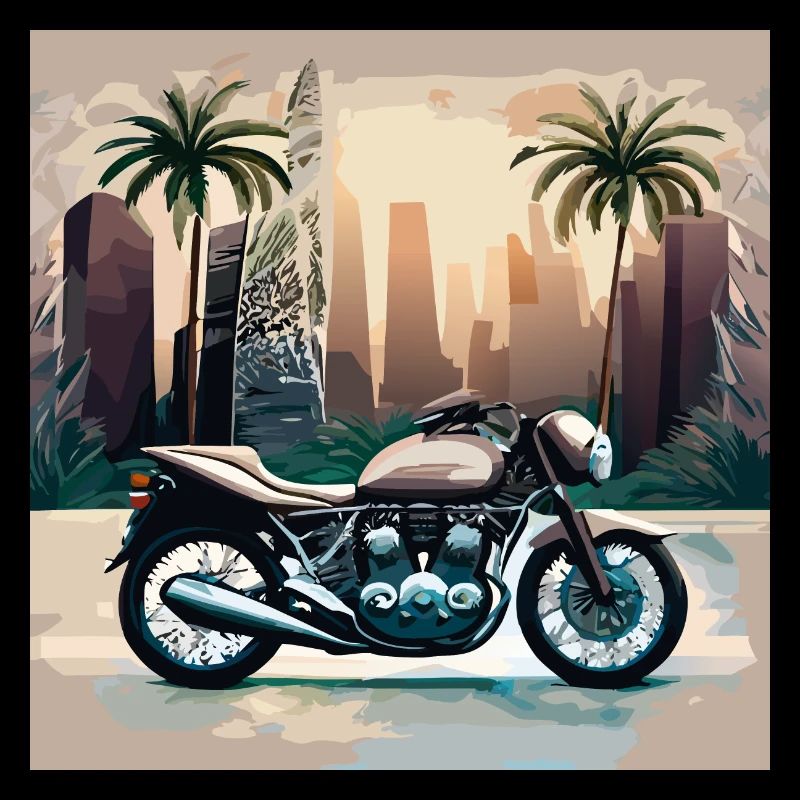 Motocyclette devant une ligne d’horizon
