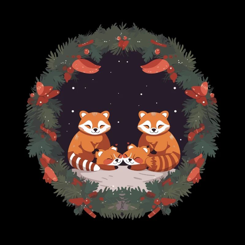 Motif de Noël panda roux